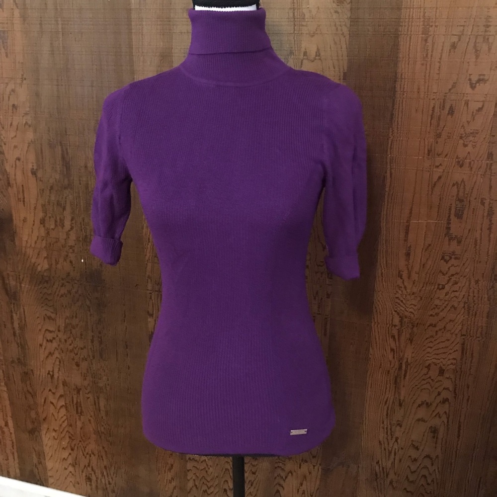White House Black Market Purple Ribbed Turtleneck